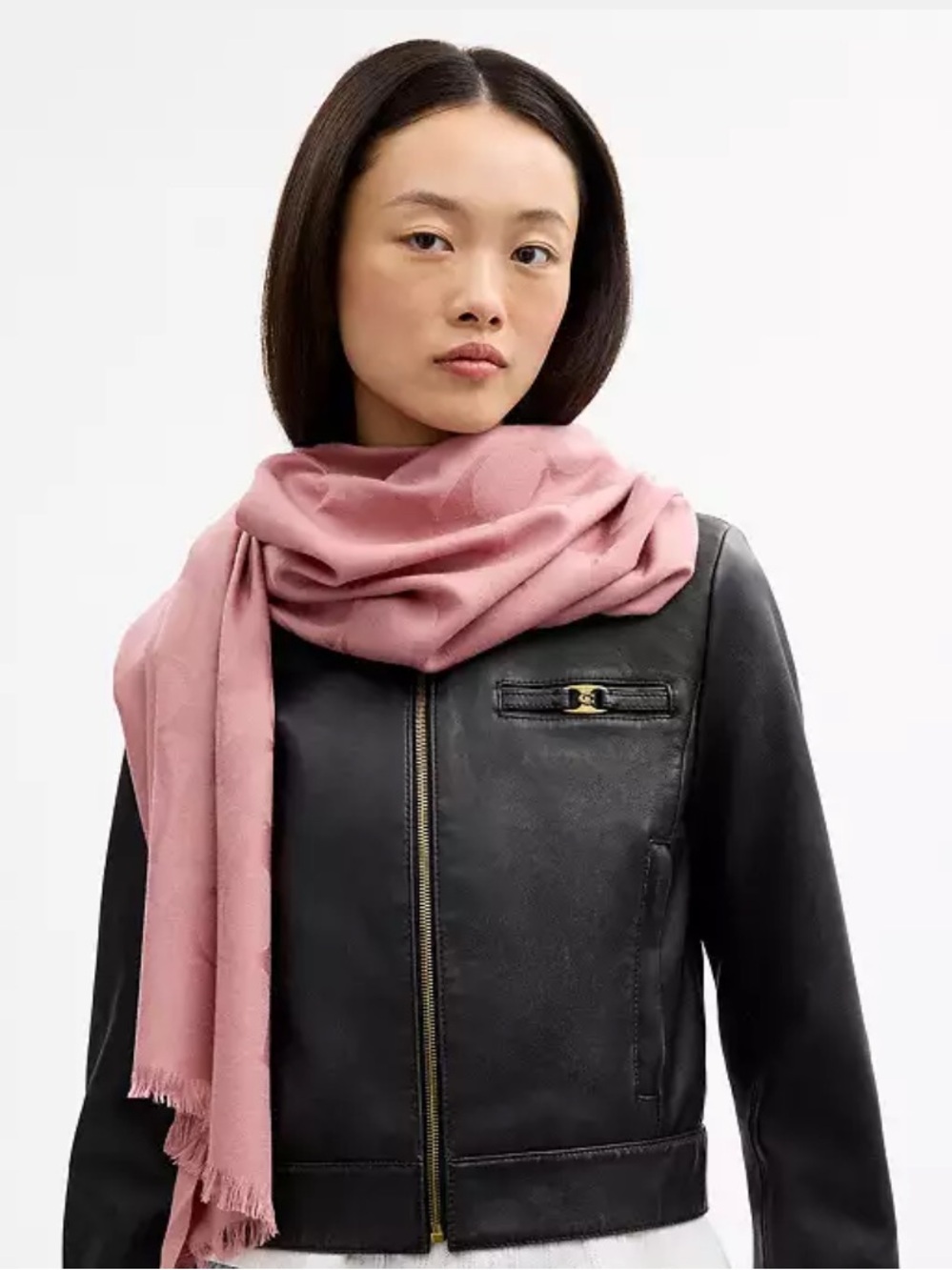 COACH Signature Wrap Wool and Silk Scarf